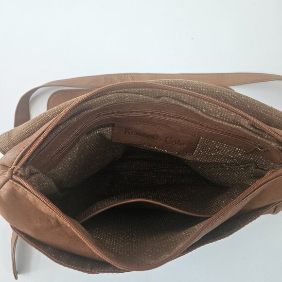Kenneth Cole Leather Crossbody Bag Brown 12 X 10 inches - Picture 7 of 13